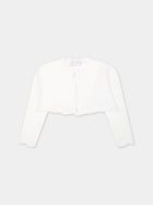 Cardigan bianco per neonata con volants,Monnalisa,73C800 3066 0001